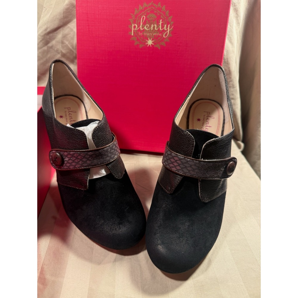 Plenty by Tracy Reese Mixed Media Suede Leather Pumps Black Brown 39.5 EU 9.5 US